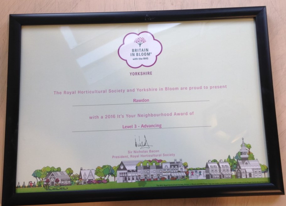 2016 your neighbourhood award certificate